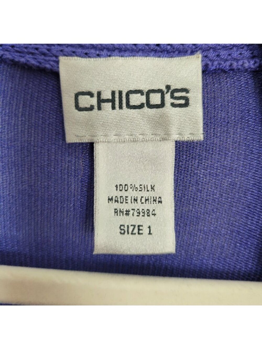 Chico's 100% Silk Blue Open Front Cardigan Sweater Sheer Sz 1 Medium Mature - Picture 5 of 5